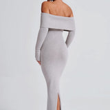 Vestido Maxi Beverley Tricot - Cinza Claro Mescla