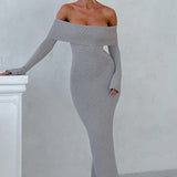 Vestido Maxi Beverley de Tricô - Cinza Claro Mescla