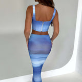 Saia Maxi Blair - Estampa Blue Haze