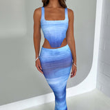 Saia Maxi Blair - Estampa Blue Haze
