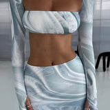 Saia Maxi Blair - Estampa Cinza Nebuloso