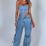 Calça Cargo Brooklyn - Azul