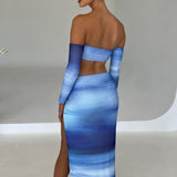 Saia Maxi Brynn - Estampa Blue Haze