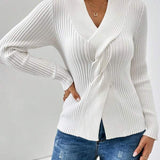 Cozy Chic | Suéter Luxuoso com Decote V e Mangas Longas