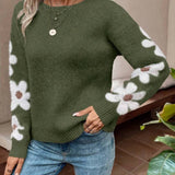 Dana -suéter floral feminino de inverno