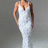 Vestido Maxi Caoimhe - Estampa Floral Azul