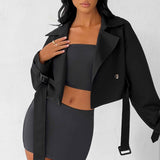 Caprice Trench Coat Cropped - Preto