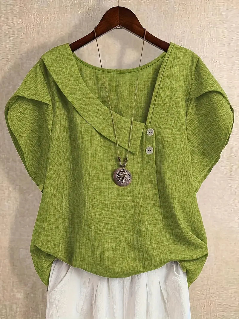 Milany - Blusa Informal com Decote Assimétrico