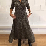 Rute - Vestido longo com bolso e lapela impresso