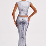 Saia Maxi Charmayne - Estampa de Corpo Cinza