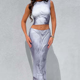 Saia Maxi Charmayne - Estampa de Corpo Cinza