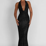 Vestido Maxi Chrishelle - Preto Brilhante