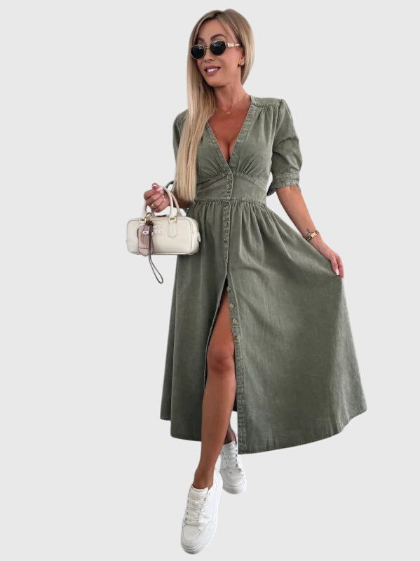 Sophia™ | Vestido de Denim Elegante