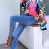 Vanessa - Top casual assimétrico estampado colorido
