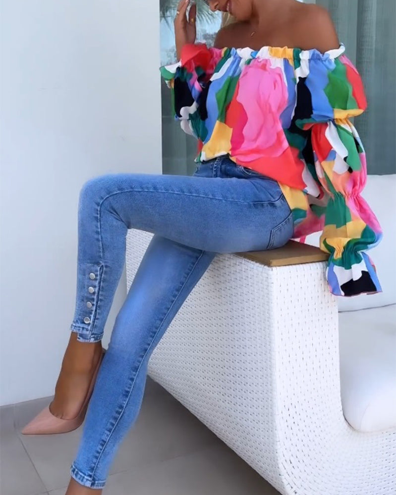 Vanessa - Top casual assimétrico estampado colorido