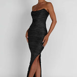 Vestido Demi Maxi - Preto Brilhante