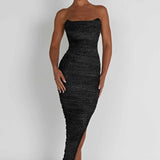 Vestido Demi Maxi - Preto Brilhante