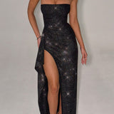 Vestido Maxi Dhalia - Preto Brilhante