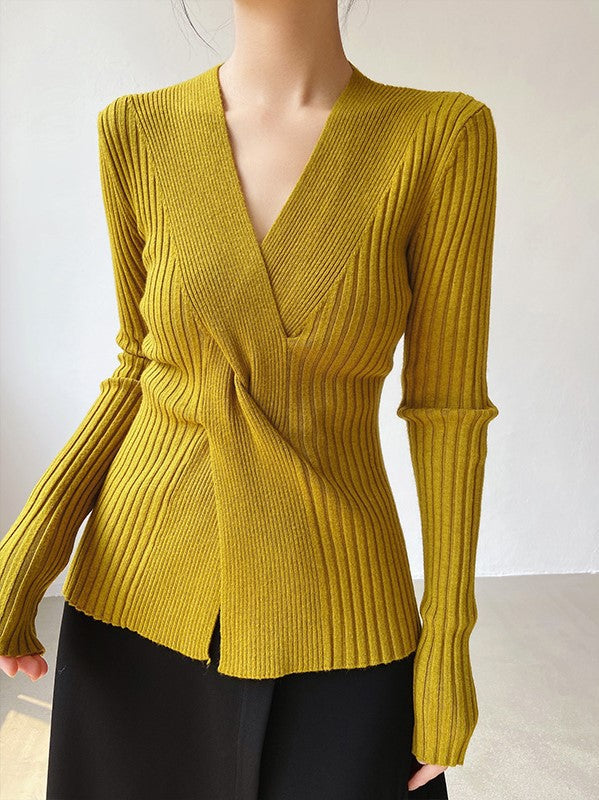 Cozy Chic | Suéter Luxuoso com Decote V e Mangas Longas