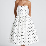 Vestido Midi Edith - Estampa de Poá Preta