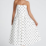 Vestido Midi Edith - Estampa de Poá Preta