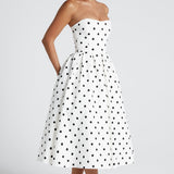 Vestido Midi Edith - Estampa de Poá Preta