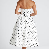 Vestido Midi Edith - Estampa de Poá Preta