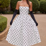 Vestido Midi Edith - Estampa de Poá Preta