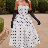 Vestido Midi Edith - Estampa de Poá Preta