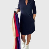 Katherine | Vestido Sólido com Decote em V