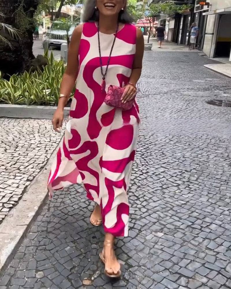 Olivia - Vestido Geométrico com Decote Redondo