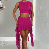 Saia Mini Ferna - Rosa Choque