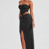 Saia Maxi Flor - Preta