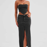 Saia Maxi Flor - Preta