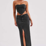 Saia Maxi Flor - Preta