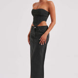 Saia Maxi Flor - Preta