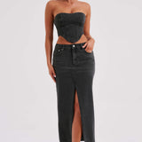 Saia Maxi Flor - Preta