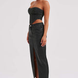 Saia Maxi Flor - Preta