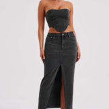 Saia Maxi Flor - Preta