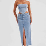 Saia Maxi Flor - Azul