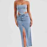 Saia Maxi Flor - Azul