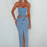 Saia Maxi Flor - Azul