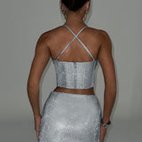 Saia Mini Glacia - Brilho Prateado