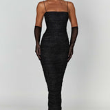 Vestido Maxi Gracie - Brilho Preto