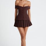 Saia Mini Gretchen - Marrom Ameixa