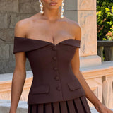 Saia Mini Gretchen - Marrom Ameixa