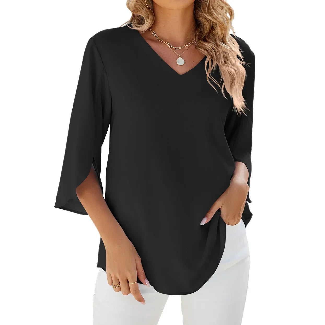 Blusa leve Mariah com corte solto e decote em V