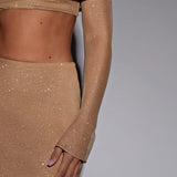 Saia Maxi Jana - Brilho Dourado