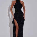 Vestido Maxi Joelle - Preto Brilhante