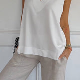 Nellie | Top elegante sem mangas com decote em V
